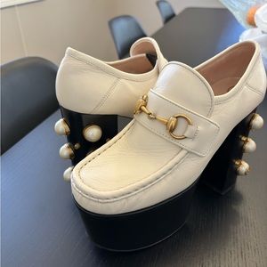 Gucci horsebit pearl loafer pumps